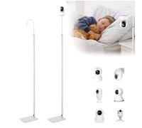 Support pour babyphone - 170 cm - Réglable en hauteur - Avec raccord fileté 1/4 - Support multifonction flexible compatible avec la plupart des caméras de bébé - Blanc