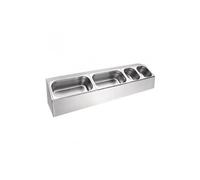 Vogue Support bacs GN CP542 inox argent 150×975×250 mm pour 3 plateaux GN 1/3 ou 6 plateaux 1/6