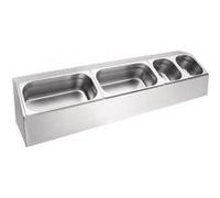 Vogue Support bacs GN en acier inoxydable, argent, taille : 150 (H) x 975 (L) x 250 (P) mm, convient à 3 plateaux GN 1/3 ou 6 plateaux 1/6, CP542