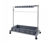 Support pour balai et serpillère - Organiseur de fournitures de nettoyage mobile en acier inoxydable avec bac de drainage pour le rangement d'outils de jardin