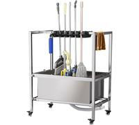 Support Pour Balai Et Serpillière, Accessoires De Nettoyage Pour L'Entretien Ménager, Seau À Serpillière, Organisateur D'Outils De Jardin, Chariots De Nettoyage Sur Roule,OneColor-136cm-20slots24hooks