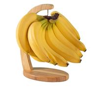 Support pour bananes en bambou - Support pour fruits avec crochet en acier inoxydable, crochet pour bananes sur le plan de travail | Support de présentation de fruits de cuisine, support durable pour