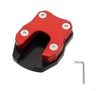 Support pour béquille Latérale CNC Anti-Enfoncement Support | Augmente la pour surface d'appui, évite le basculement, idéal terre chaude, finition noire pour robuste, montage facile(red)