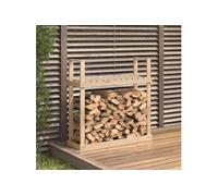 Support à bûches - Bois de pin - 110x35x108,5 cm - Montage facile - Bois massif - Rectangulaire