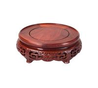 Support pour Bonsaï Base ronde en bois rétro avec motif de volutes ajourées for vases, théières et pots(Petit)