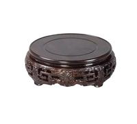 Support pour Bonsaï Piédestal rond en bois sculpté for vase artisanal, base de présentation pot(Petit)