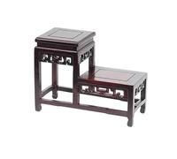 Support pour Bonsaï Support d'ornements haut et bas de style rétro, base sculptée en acajou for théières vases(Petit)