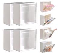 Support pour boules de coton, 4 distributeurs de cotons-tiges 8, 6 x 4, 6 cm, support mural Qtip avec couvercle rabattable, boule d'installation sans perforation pour tampons, tampons, distributeur