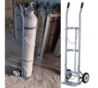 Support pour bouteille de gaz/porte-bouteille d'oxygène - Support robuste à roulettes, support de rangement en acier pour bouteille de gaz, incluant 2 chaînes de sécurité, diable gris portab