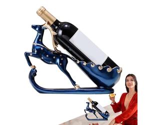 Support pour bouteille de vin de cerf - Support pour bouteille de vin de cerf - Support de vin pour plan de travail avec statuette de cerf tirant sur un chariot - Porte-bouteille de vin statue de cerf