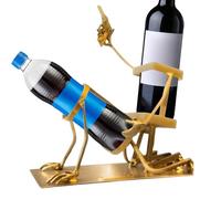 Support pour bouteille de vin et de cokeand en forme de tête de mort, 2 en 1 en métal amusant en forme de tête de mort, support de boisson squelette pour étagère, armoire, comptoir de cuisine