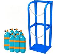 Support pour bouteilles d'oxygène Support de fixation au sol pour bouteilles de gaz Pour 1 à 4 bouteilles Support de rangement robuste en acier Avec vis de fixation et chaîne de sécurité(31x30x100cm)