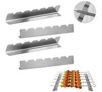 Support pour brochettes réglable rectangulaire argenté barbecue extérieur grille fumoir four 6 brochettes lot de 4