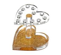 Support pour Brosse à Ongles Cœur PET Doré Portable 1 Pièce | Préserve L’ordre du Bureau, Forme Cœur, Usage Manucure, pour Pinceaux UV Gel et Vernis