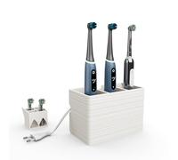 Support pour brosses à dents avec gestion des câbles pour brosses à dents électriques, 18,3 x 9,3 x 11,5 cm, avec intégration des câbles, montage mural ou autonome (blanc, 3 compartiments)