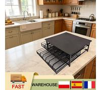 Support pour capsules de café Dolce Gusto, 72 capsules, double tiroir, organisateur de rangement en métal avec support pour machine à café, pour la cuisine, le bureau noir