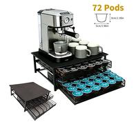 Support pour capsules de café Dolce Gusto 72 unités, organiseur à 2 niveaux avec support pour machine à café, étagère de rangement en métal pour comptoir noir