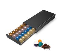 Support pour Capsules de café, tiroir de Rangement pour 40 Capsules de café, Distributeur de Capsules de café en métal avec antidérapante Noir 37,5 x 17,5 x 5,3 cm 1160 g