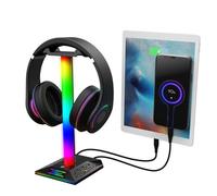 Support pour casque d'écoute de jeu RGB, lumière LED translucide, support d'affichage de bureau d'ordinateur, Port USB2.0, commande tactile Audio 3.5mm pour PC