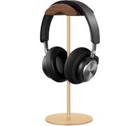 Support pour casque en bois et métal ¿ Noyer noir et métal, base robuste, compatibilité universelle pour tous les modèles de casques