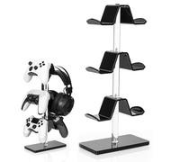 Support pour casque et contrôleur - Rack de stockage en acrylique pour contrôleur, base stable, crochet pivotant pour écouteurs de bureau, salle de jeux, chambre de , support de contrôleur pour oui