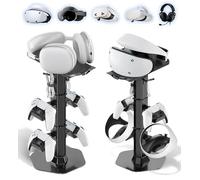 Support pour Casque et Manette avec Support de Casque VR pour Bureau, Support de Manette de Jeu et Casque pour PS5/Xbox/PSVR2/Meta Quest Pro/3/2, Casque/Manette/Stockage VR avec Organisateur de Câbles