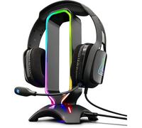 Support pour Casque/Micro-Casque GAMING - Rétro-éclairage RGB, Hub USB 2 x 2.0, Base antidérapante - Support universel pour
