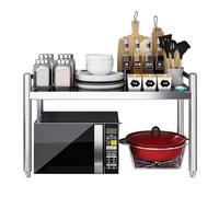 Support pour casseroles et poêles de cuisine, support pour micro-ondes, grille-pain robuste, étagère de rangement en acier inoxydable 304 pour ustensiles de table, étagère à épices(80x30x50cm)