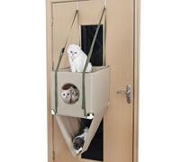 Support pour chat suspendu à la porte - Hamac pour chat avec espace de couchage et plateforme d'observation - Meubles réglables à deux respirants pour chatons pour , escalader et se