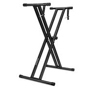 Support pour Clavier, Support de Piano Réglable en 7 Positions, Double Embase Amovible avec Pieds Antidérapants e Sangles de Sécurité, Support Piano Enfant pour Clavier Électrique - Noir