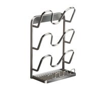 Support pour couvercles de casseroles - Organiseur de cuisine en métal à trois niveaux | Rangement de couvercle de casserole | Support de repose-cuillère avec plateau d'égouttement amovible pour