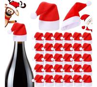 Support pour couverts pour chapeaux de Noël, housse pour bouteilles avec bonnet de Père Noël - Housse de Noël pour couverts, chapeaux de Noël de Père Noël, porte-couverts pour vaisselle, clips