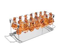 Support pour cuve de poulet - Support en acier inoxydable avec 14 fentes - Barbecue d'extérieur avec bac de récupération, pour pique-nique, barbecue, camping, fête, cuisine, jardin et cour, maison et