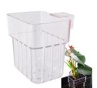 Support pour d'aquarium - Accessoire de pot de fleurs pour aquarium - Pot de fleurs à circulation biologique avec ventouses - Pot de fleurs avec crochet - Transparent