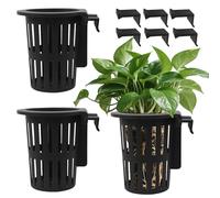 Support pour d'aquarium - Panier Rond en polypropylène - 9,9 cm de Profondeur - Noir et Blanc - Pot de Fleurs Suspendu - Support à Ventouse - Organiseur d'affichage de Croissance d'eau Douce