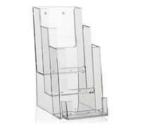 Support pour dépliants format DIN long (DL) 1/3 A4 format portrait avec 3 étagères et porte-cartes de visite supplémentaire