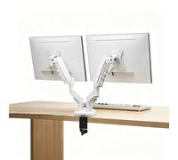 Support Pour Deux éCrans, Bras Double Orientable à 360° Pour Moniteurs De 17 à 32 Pouces,Ergonomique, Gain De Place, Capacité De Charge Maximale De 19,8 Lb, IdéAl Pour Le TéLéTravail White