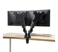 Support Pour Deux éCrans, Bras Double Orientable à 360° Pour Moniteurs De 17 à 32 Pouces,Ergonomique, Gain De Place, Capacité De Charge Maximale De 19,8 Lb, IdéAl Pour Le TéLéTravail Black