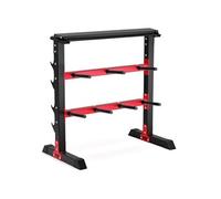 Hop-Sport Support pour disques d'haltères HS-1007A, Râtelier de Rangement pour Haltères et Barres de musculation, Rack de Rangement Poids avec Charge Jusqu'à 350 kg Noir / Rouge