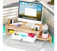 Support pour écran d'ordinateur Blanc à 2 Niveaux rehausseur pour Ordinateur Portable avec Rangement - Triangle pour Bureau, PC/TV/Tablette - Coin pour Bureau à Domicile