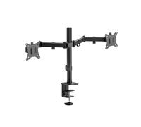 Support pour écran double Ranqer - Support écrans PC 17″-32″ avec hauteur réglable, Set-up gaming et productivité à 2 écrans, Système de cable management intégré, Montage VESA 75x75/100x100mm, Noir