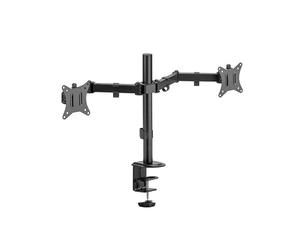Support pour écran double Ranqer - Support écrans PC 17″-32″ avec hauteur réglable, Set-up gaming et productivité à 2 écrans, Système de cable management intégré, Montage VESA 75x75/100x100mm, Noir