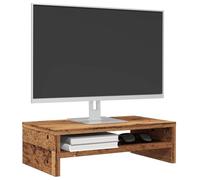 Support pour Écran en Bois d'Ingénierie, Surélévation avec Compartiment de Rangement, Support Ecran PC, Rehausseur Ecran PC Bureau, adapté au Bureau et à la Maison, Aspect Bois Recyclé, 42x24x13 cm