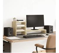 Support pour écran - vidaXL - Bois d'ingénierie - Chêne Sonoma - Organisateur de bureau - 35 kg max