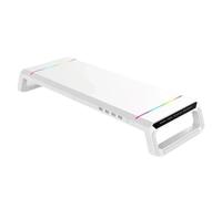 Support pour écrans d'ordinateur avec port USB extensible, rehausseurs pliables avec support de téléphone intégré, étagère de bureau, lumière LED