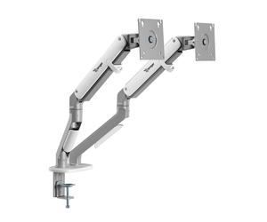 Support pour écrans double Pro Ranqer - Support pour moniteurs réglable et ergonomique - Configuration gaming à 2 écrans - système de gestion de câbles, Montage VESA 75x75/100x100mm - Blanc