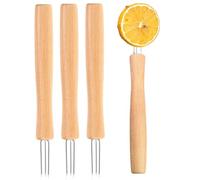 Support pour épis de maïs | Fourchette de cuisine avec 3 dents et une poignée en bois | 4 pièces de brochettes et fourchettes | Parfait pour les barbecues, le camping, les fêtes et