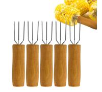 Support pour épis de maïs - Support pour épis de maïs - Fourchette à brochettes de cuisine en métal avec poignée en bois | Outils de cuisine, fourchette de barbecue pour