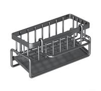 Support pour éponge d'évier avec tige en chiffon et plateau de vidange pour cuisine - Fabriqué en métal résistant à la rouille pour une durabilité à long terme (gris avec poteau)