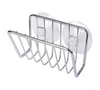 Support pour éponge d'évier de cuisine avec ventouse en métal pour évier organisé et séchage rapide des éponges et brosses (argenté)
